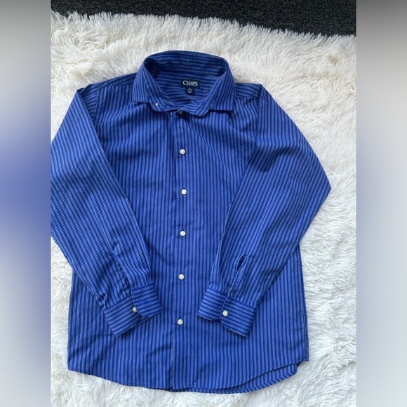 Chaps blue button up collared long sleeve shirt size 14-16 - Picture 2 of 16